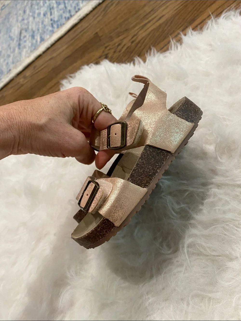 Carter's Metallic Rose Gold Double-Buckle Toddler Sandals